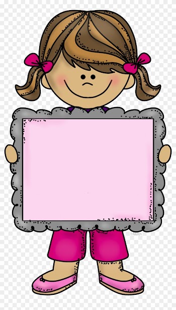 Clipart - Girl Holding Card Clipart