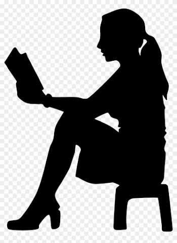 Clipart - Girl Reading Silhouette