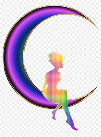 Clipart - Girl Sitting On Crescent Moon