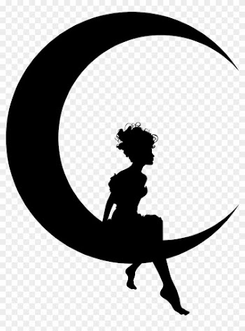Clipart - Girl Sitting On Crescent Moon
