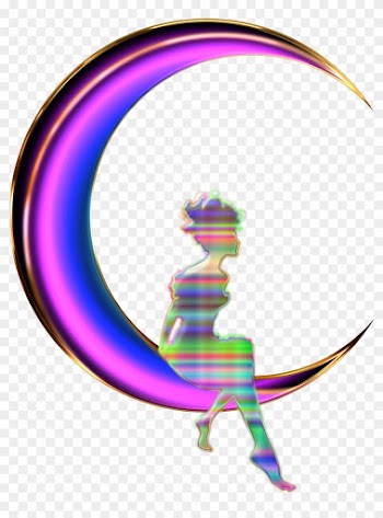 Clipart - Girl Sitting On Crescent Moon