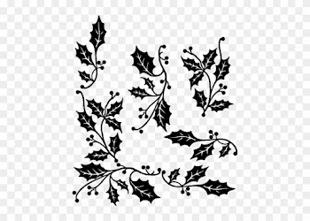 Clipart Holly Border Rh Openclipart Org Black And White - Holly Ribbon Border Holiday Square Stickers