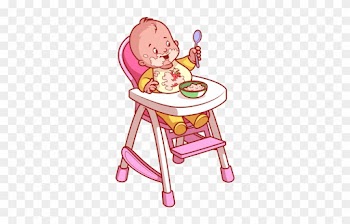 Clipart Mama Masasında Yemek Yiyen Bebek - Baby In Highchair Clipart