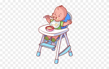 Clipart Mama Yiyen Bebek - Cartoon Baby In High Chair
