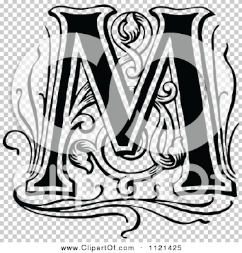 Clipart Of A Retro Vintage Black And White Letter M - Royalty Free ...