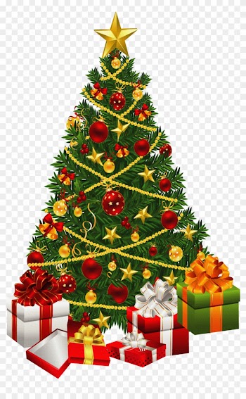 Clipart Of Christmas Tree With Presents Clip Art - Christmas Tree With Angel On Top