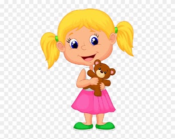 Clipart Of Girl Child With Teddy Bear Cute Baby Images - Happy Little Cartoon Girl