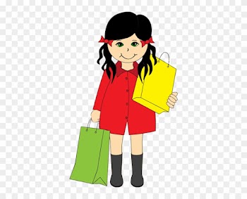 Clipart Of Girl Shopping With Bags - Girl Go Shopping Clipart
