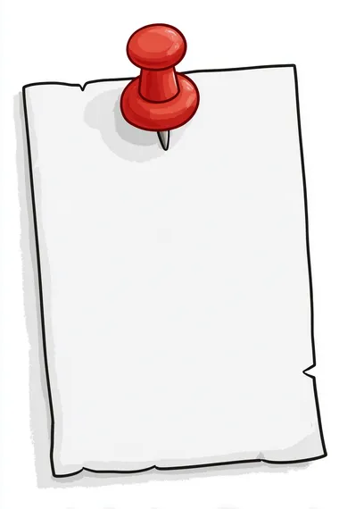 Clipart of White Paper with Red Pushpin Doodle