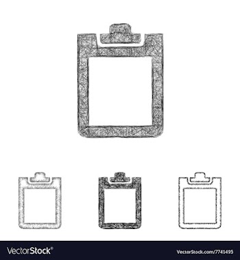 Clipboard icon set - sketch line art vector image