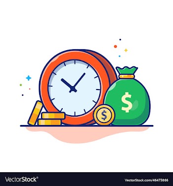 clock and gold coin cartoon