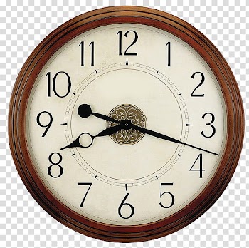 Clock Face, round brown framed analog clock at : transparent background PNG clipart