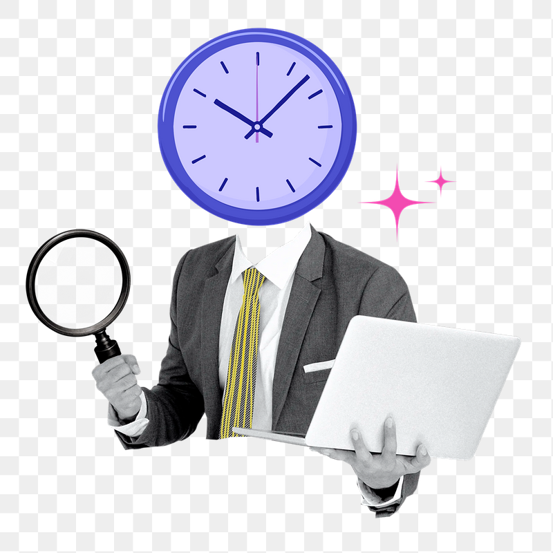 Clock-head businessman png sticker, work-life | Free PNG - rawpixel