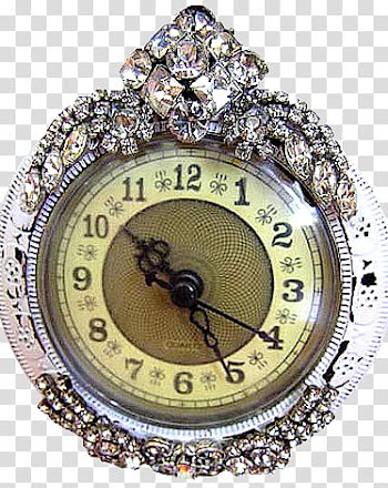 Clock Jewelry s, round pocket watch with silver frames transparent background PNG clipart