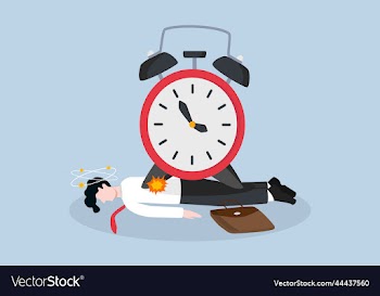 clock placing on top of faint businessman