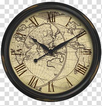 Clock, round white analog clock with brown wooden frame transparent background PNG clipart