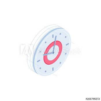 Clock vector isometric icon isolated on white background