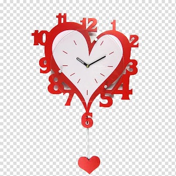 Clock Wall decal Living room frame, Red Wall Clock transparent background PNG clipart