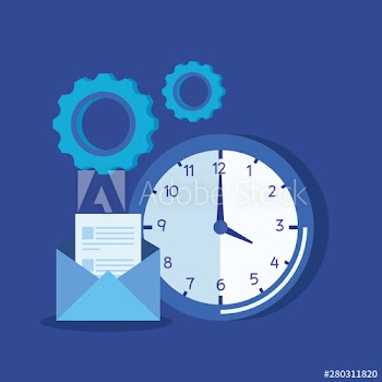 clock with document letter and gears media