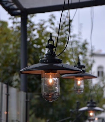 Close-up Black Pendant Lamp Near Trees