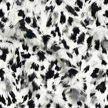Close-Up Macro View of Black and White Animal-Print Faux Fur Fabric