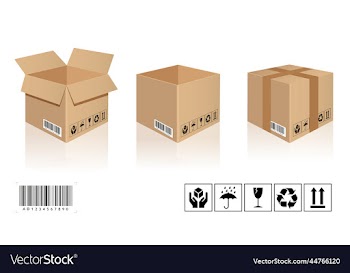 close up of a cardboard box on white background