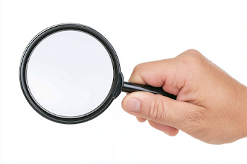 Close-Up of a Hand Holding a Black Magnifying Glass