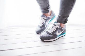 Close-up of a woman's sport shoes