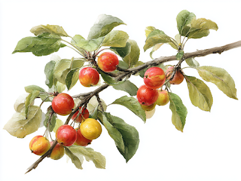 Close-Up of an Apple Tree Branch with Fruits