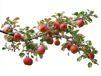 Close-Up of Apple Tree Branch with Ripe Fruit