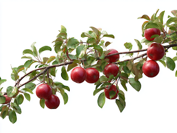 Close-Up of Apple Tree Branch with Ripe Red Fruit