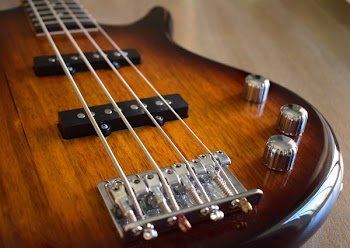 Close-up of Brown Electric Guitar