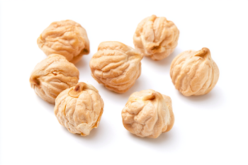 Close-Up of Dried Chickpeas on White Background