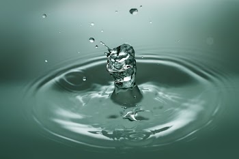 Close-up of Drop Splashing in Water