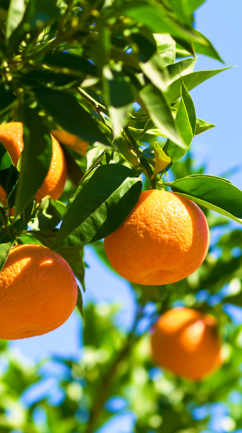 Close-Up of Fresh Tangerines on Tree