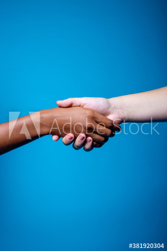 Close up of hands of friends greeting each other
