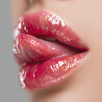 Close-Up of Hyper-Realistic Pink Lips