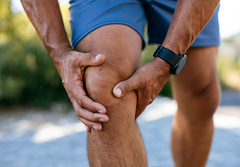 Close-Up of Knee Discomfort in Outdoor Setting