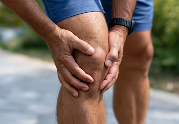 Close-Up of Knee Pain in Outdoor Setting