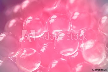 Close up of pink tapioca bubbles with effect