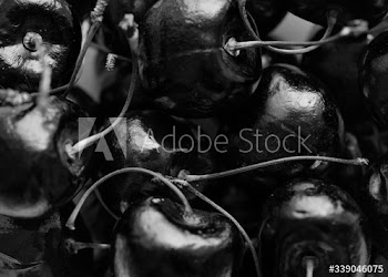 Close up of red cherries background