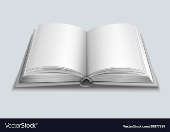 close up open textbook with blank pages