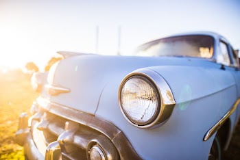 Close-Up Photo of Car and Headlight