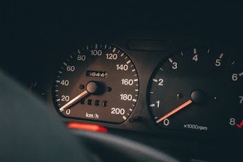 Close-up photo of car instrument panel