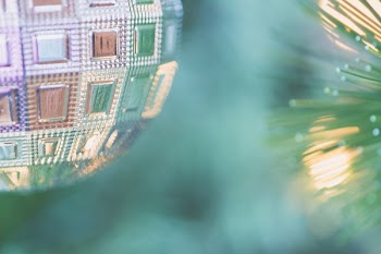 Close Up Photo of Silver Christmas Bauble