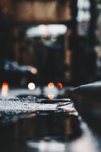 Close-Up Photo of Wet Sidewalk