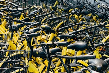 Close-up Photo of Yellow Bike Lot