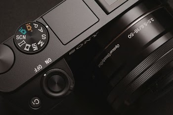 close-up photography of black Sony camera