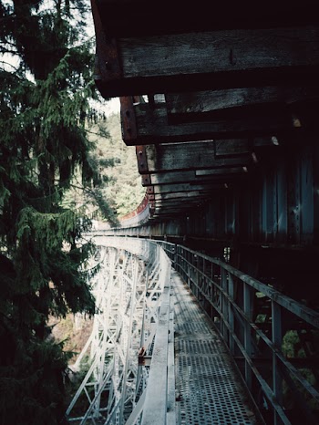 Close-up Photography of Metal Bridge