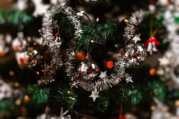 Close Up Photography of Silver Bauble